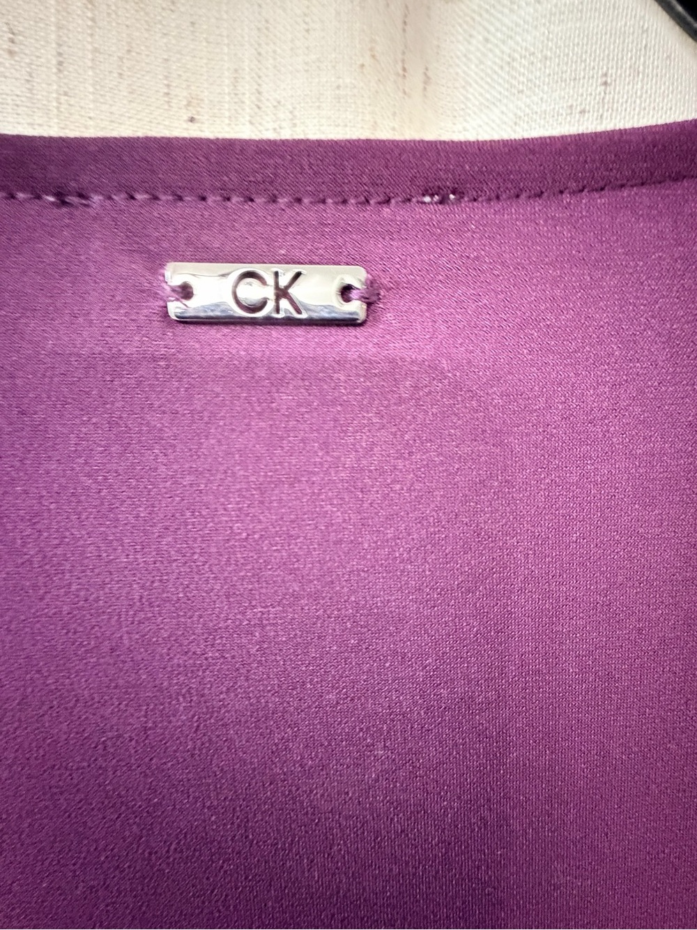 V-Neck Button Front Blouse in Deep Plum - Picture 6 of 6